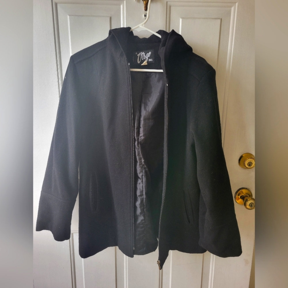 Women's black 70% wool coat